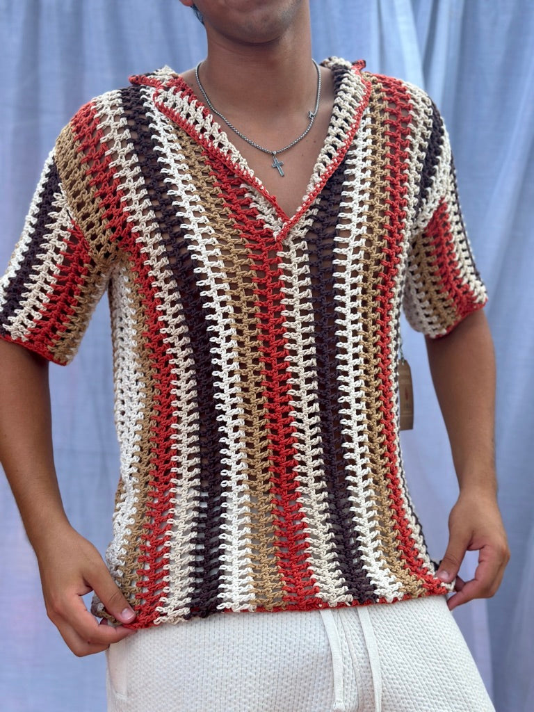 Crochet polo shirts for men. Handmade with 100% Cotton