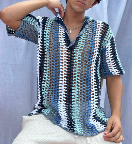Crochet polo shirts for men. Handmade with 100% Cotton