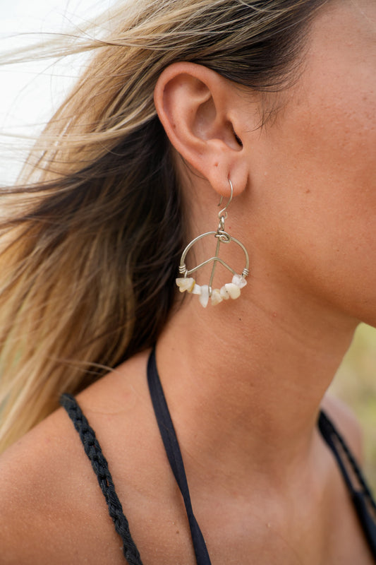 Peace Sign Earrings Alpaca Silver