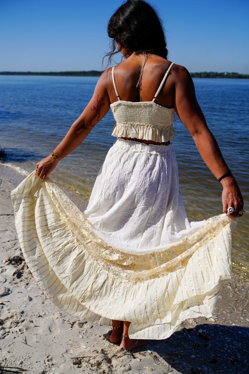 boho dress tops Boho Rustic Crop Top Two Piece Wedding Dress with tulle Skirt