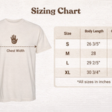 t shirt sizing chart Soho Bohemian hand logo tee